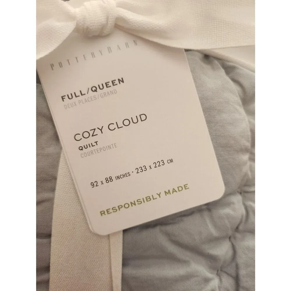 Pottery Barn Chambray Blue Quilted Cotton Coverlet